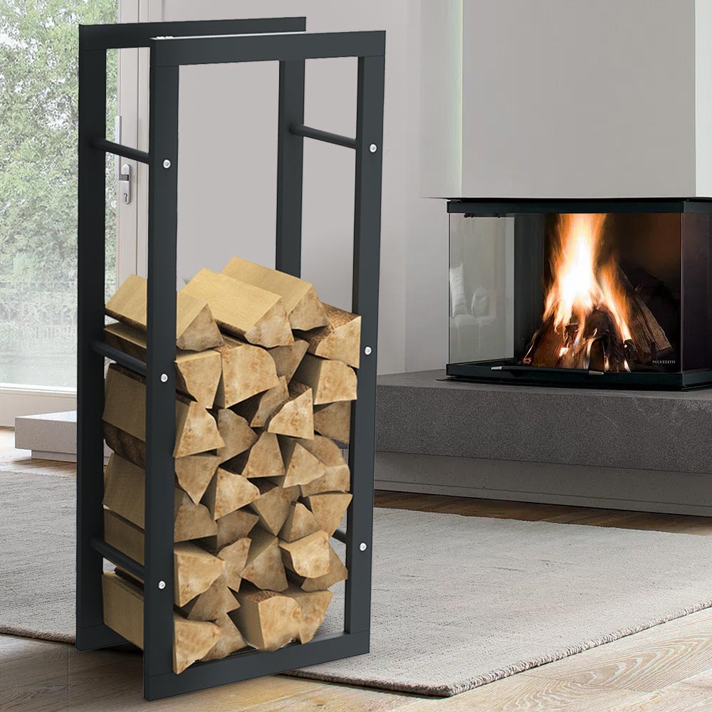 Portalegna Supporto Metallo Porta Legna Interno Legnaia Camino Stufa 100x40x25cm