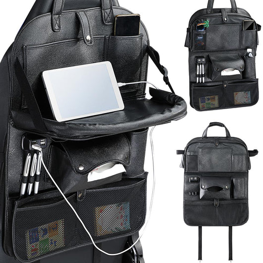 Organizer Schienale Sedile Auto Organizzatore con USB Tavolino Tasche Portatutto