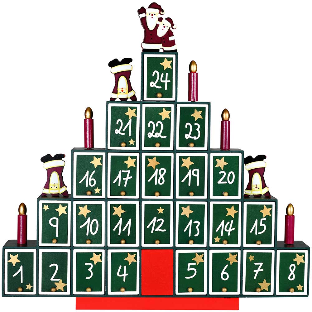 Calendario Avvento Albero di Natale in Legno 24 Cassetti Decorazioni Natalizie