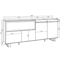 Credenza, Mobile, Cucina, 210, 4 Porte, Camino elettrico XXL, Design industriale, Rovere e nero RF3222