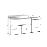 Credenza, Mobile, Cucina, 160, 3 Porte, Camino elettrico XXL, Nero RF3282