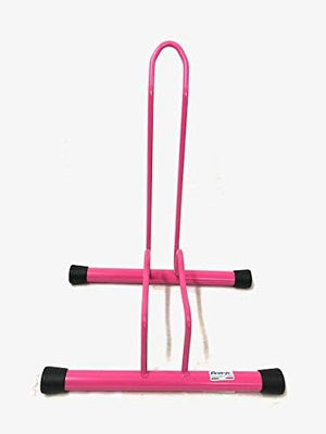 ANDRYS - Porta Biciclette per Bambini dai 3 ai 10 Aanni, con Piedistallo, 1 Posto, 38.5 x 29 x 50 cm, Colore Rosa