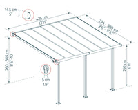 Pergola Addossata in Alluminio Olympia 3X4.3 m Grigio