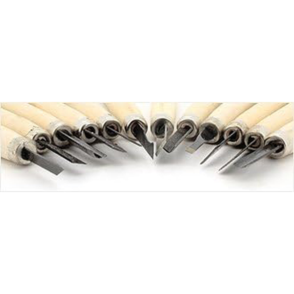 SET 12 PZ SGORBIE PER INTAGLIO SCALPELLI UTENSILI LEGNO FALEGNAME KREATOR KRT461002