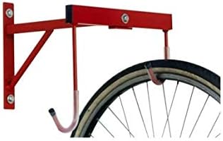 ANDRYS - Rastrelliera Porta Biciclette a Parete 2 Posti, con Staffa di Fissaggio e Tubo per Reggere la Bici, Smontabile, con Viti e Tappi in Pvc Neri, in Acciaio, Verniciato Rosso, 35 x 37 x 30 cm