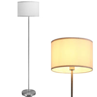 Lampada Piantana da Terra 160cm Design Moderno Paralume E27 60W Tessuto Bianco