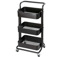 Carrello Trolley Cucina in Metallo 3 Ripiani 43x36x85 4 Ruote Salvaspazio Nero