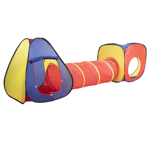 Tenda Gioco Parco Giochi con Tunnel Giocattolo Bambini Pop-Up Pieghevole 3pz