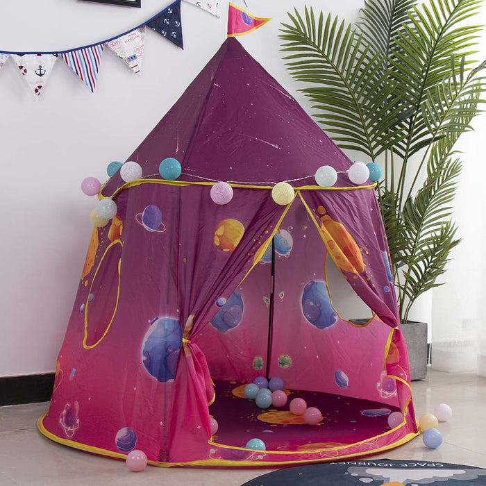 Tenda Casetta Gioco Bambini Capanna Castello Giocattolo in Tessuto 120x116 Rosa