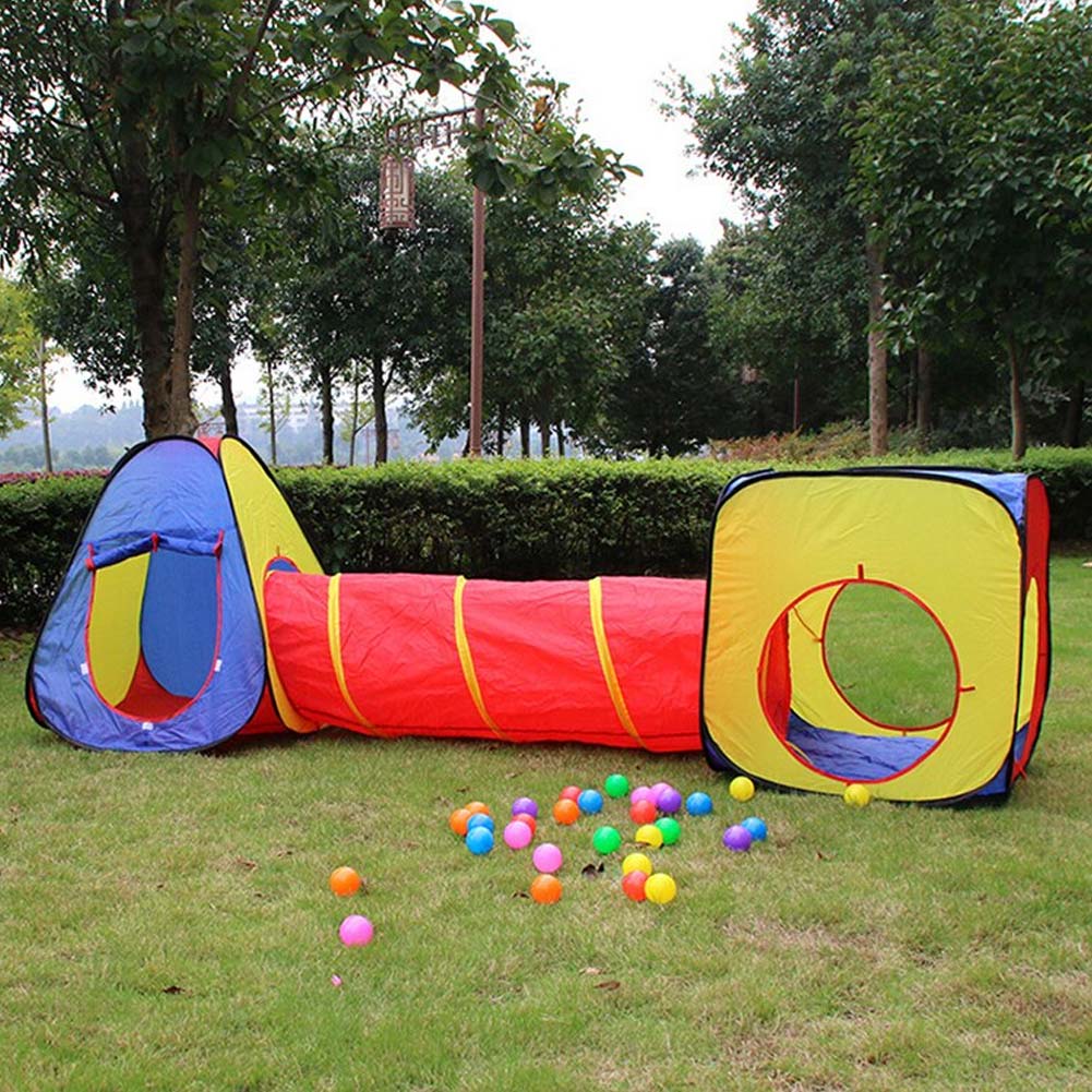 Tenda Gioco Parco Giochi con Tunnel Giocattolo Bambini Pop-Up Pieghevole 3pz