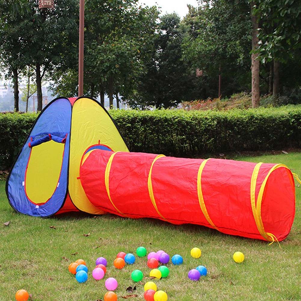 Tenda Gioco Parco Giochi con Tunnel Giocattolo Bambini Pop-Up Pieghevole 3pz