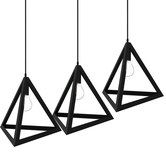 Lampadario Lampada Sospensione Piramide 30cm Design Moderno Paralume Nero