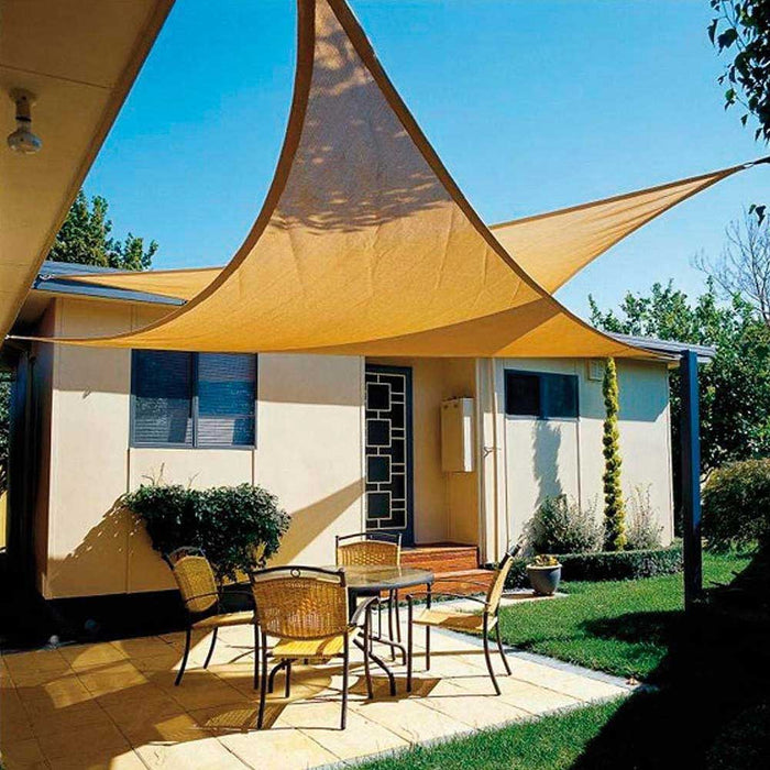 Vela Telo Parasole 3,6x3,6mt Tenda Triangolare Ombreggiante Giardino HDPE Beige