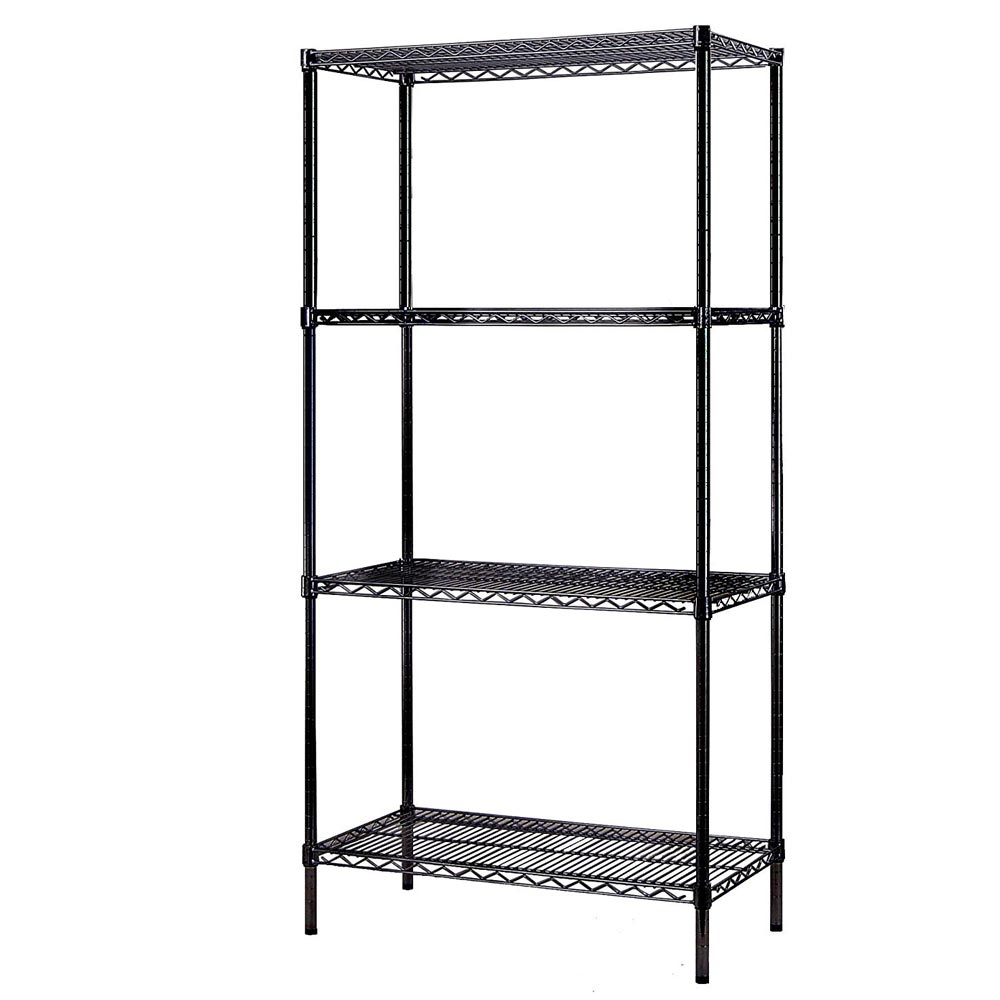 Scaffale 4 Ripiani Acciaio Inox Mobile Libreria Multiuso 90x45x180 Cromo Nero