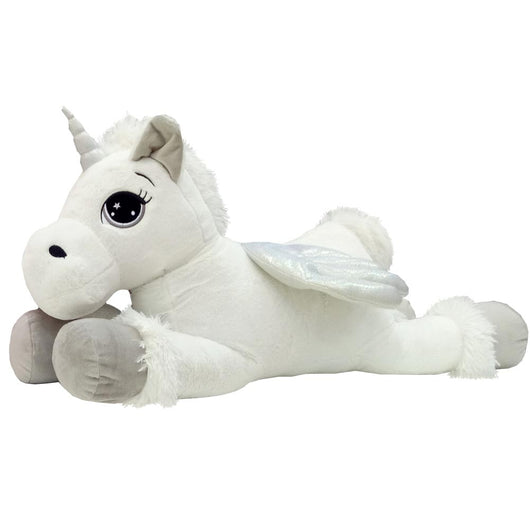 Peluche Unicorno Gigante XL 80cm Cavallo Pupazzo Giocattolo Bambini Bianco Grigi