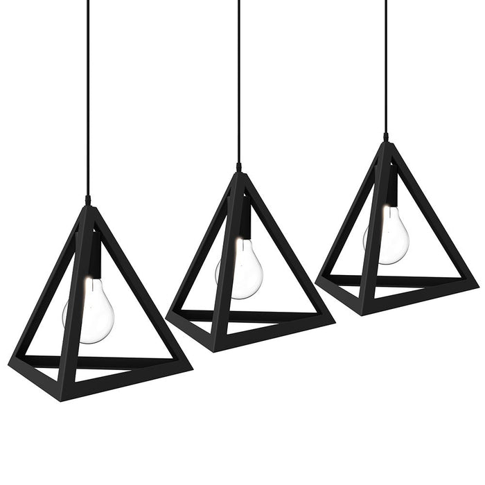 Lampadario Lampada Sospensione Piramide 25cm Design Moderno Paralume Nero