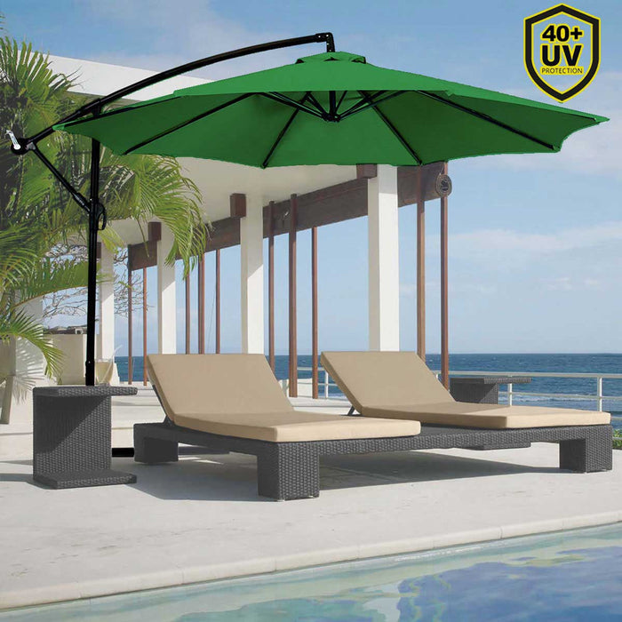 Ombrellone Giardino Decentrato 3x3 Mt Verde Palo Alluminio Gazebo Piscina