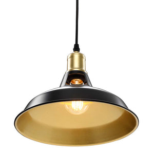 Coppia Lampadari Sospensione Moderno Design Industriale Lampada Metallo Nero Oro