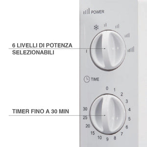 Forno Fornetto Microonde Elettrico 20 Lt 700W 6 Livelli di Potenza Timer 30 min