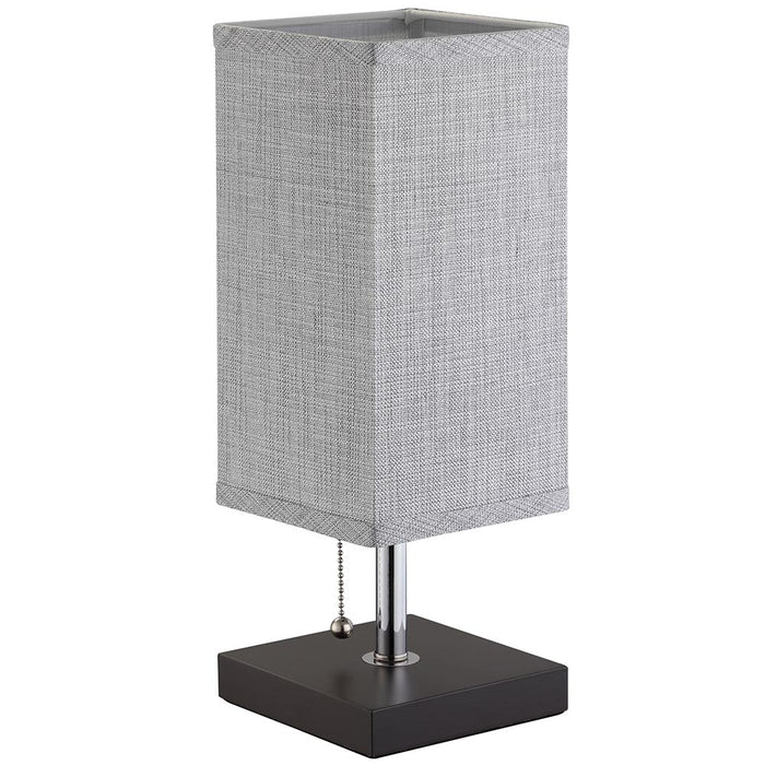 Lampada da Tavolo Lume da Comodino in Legno e Tessuto Grigio Abatjour 36x13cm