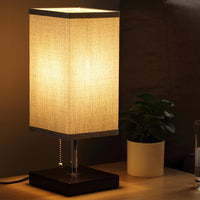 Lampada da Tavolo Lume da Comodino in Legno e Tessuto Grigio Abatjour 36x13cm