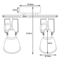 Lampadario Lampada 2 Luci Faretti Direzionabili Metallo Design Moderno E14 Silve