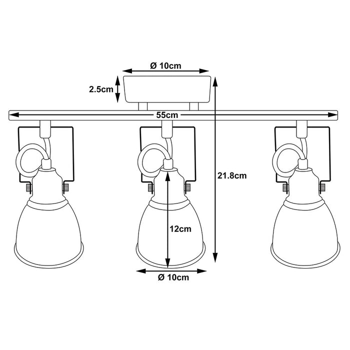 Lampadario Lampada 3 Luci Faretti Direzionabili Metallo Design Moderno E14 Silve