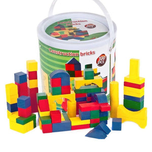 Playset Costruzioni in Legno 100 Mattoncini Giocattolo Bambini Gioco Educativo