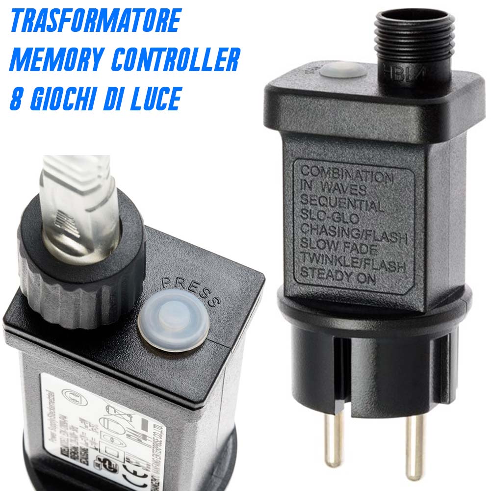 Catena Luminosa 500 Luci LED Lucciole Bianco Caldo Controller 8 Funzioni Esterno