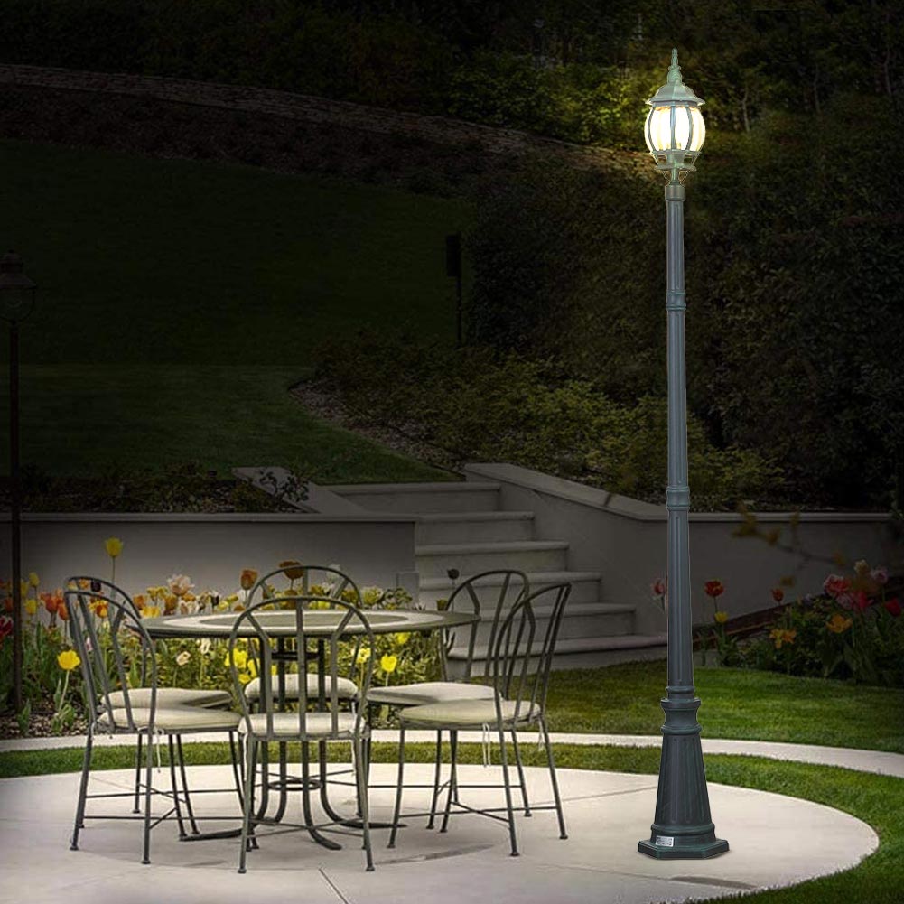 Lampione Vittoriano Classico da Giardino Lampada Esterno Alluminio 202 cm Verde