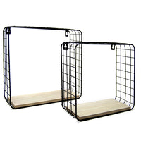 2 Mensole da Parete Moderne Design Cubo Mensola Scaffale Legno Metallo Nero