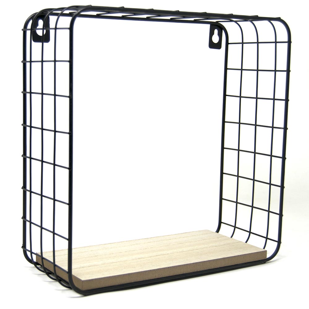 2 Mensole da Parete Moderne Design Cubo Mensola Scaffale Legno Metallo Nero