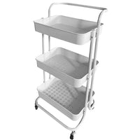 Carrello Trolley Cucina in Metallo 3 Ripiani 43x36x85 4 Ruote Salvaspazio Bianco