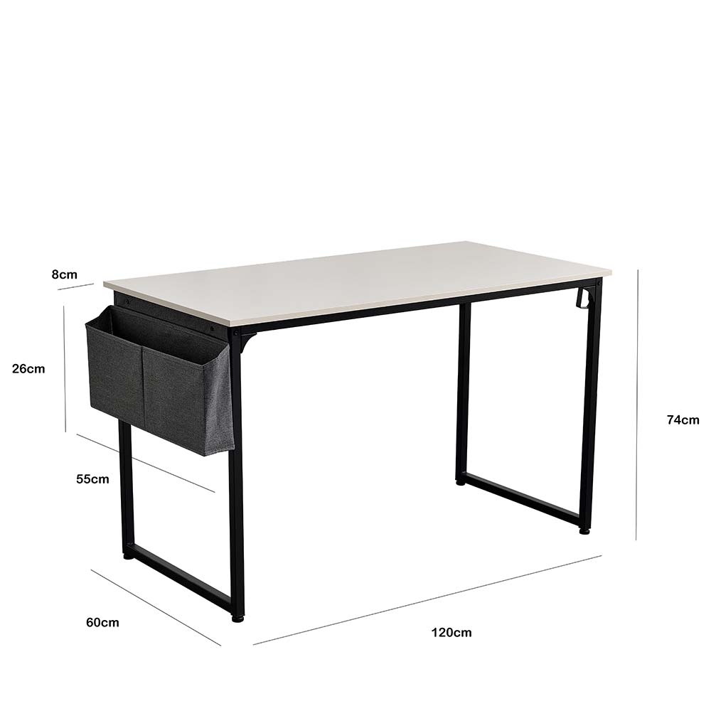 Scrivania Tavolo Porta Pc Legno Metallo con Organizer Design Moderno Bianco Nero