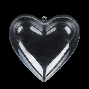 Cuore in Plastica Trasparente Apribile da Riempire Decorazione Natale 8 cm