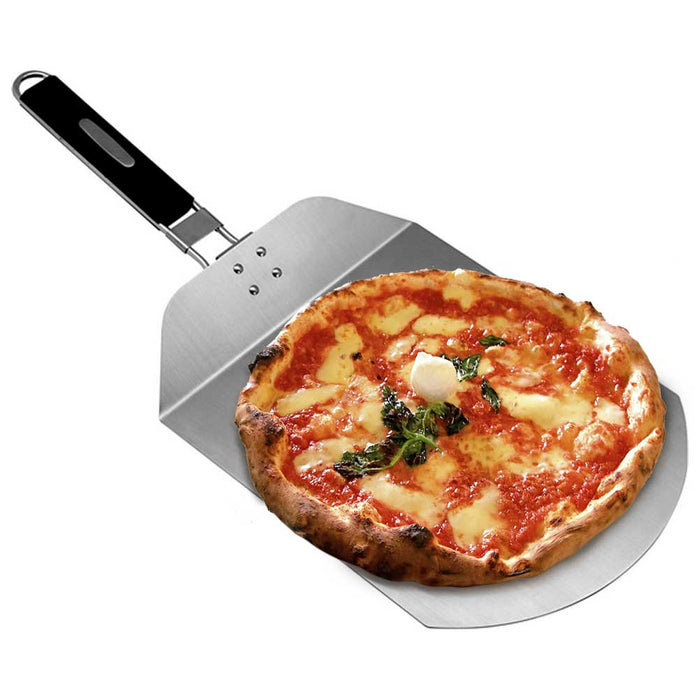 Pala Pizza Paletta Tagliere Pizze Acciaio Inox con Manico Pieghevole 25x24cm