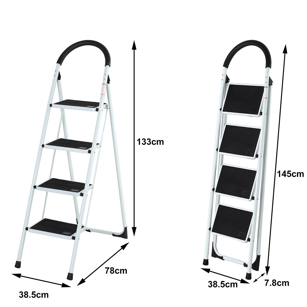 Scala Scaletta Pieghevole 4 Gradini Antiscivolo Sgabello Scaletto Acciaio 150kg