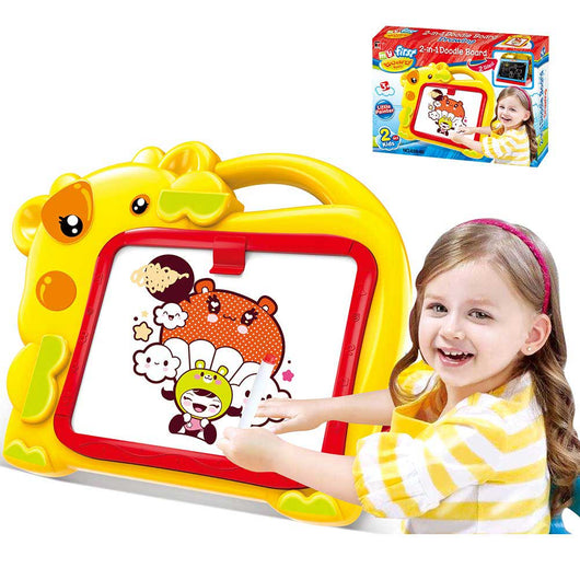 Lavagna Magnetica Bambini Hippo 2in1 Con Gessetti Cassino E Pennarelli Giallo