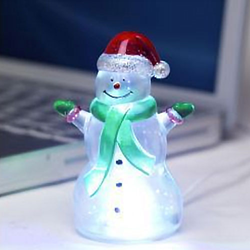 Pupazzo di Neve Soggetto Decoro Natalizio Luminoso LED USB Punto Luce PC