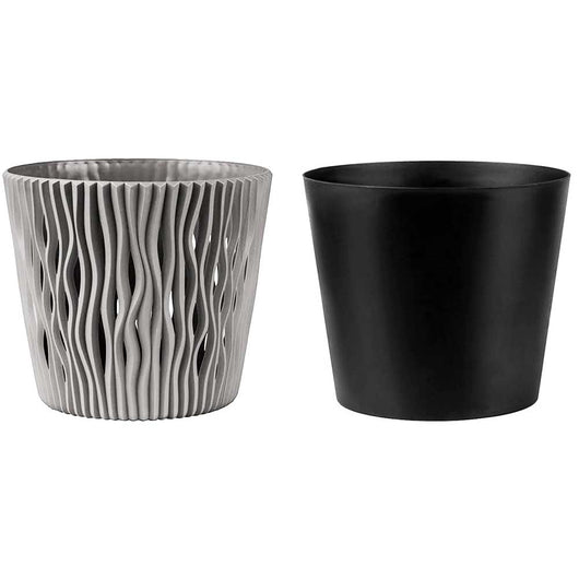 Fioriera Vaso Decorativo Design Moderno Fiori Piante Casa Esterno 16cm Grigio