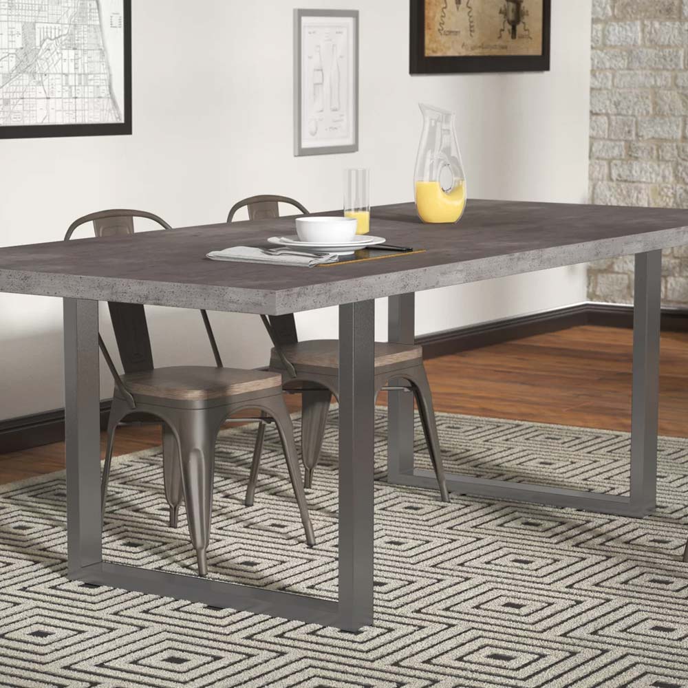 Set 2 Gambe Piedi Tavolo Pranzo Scrivania 90x72 Metallo Design Moderno Grigio