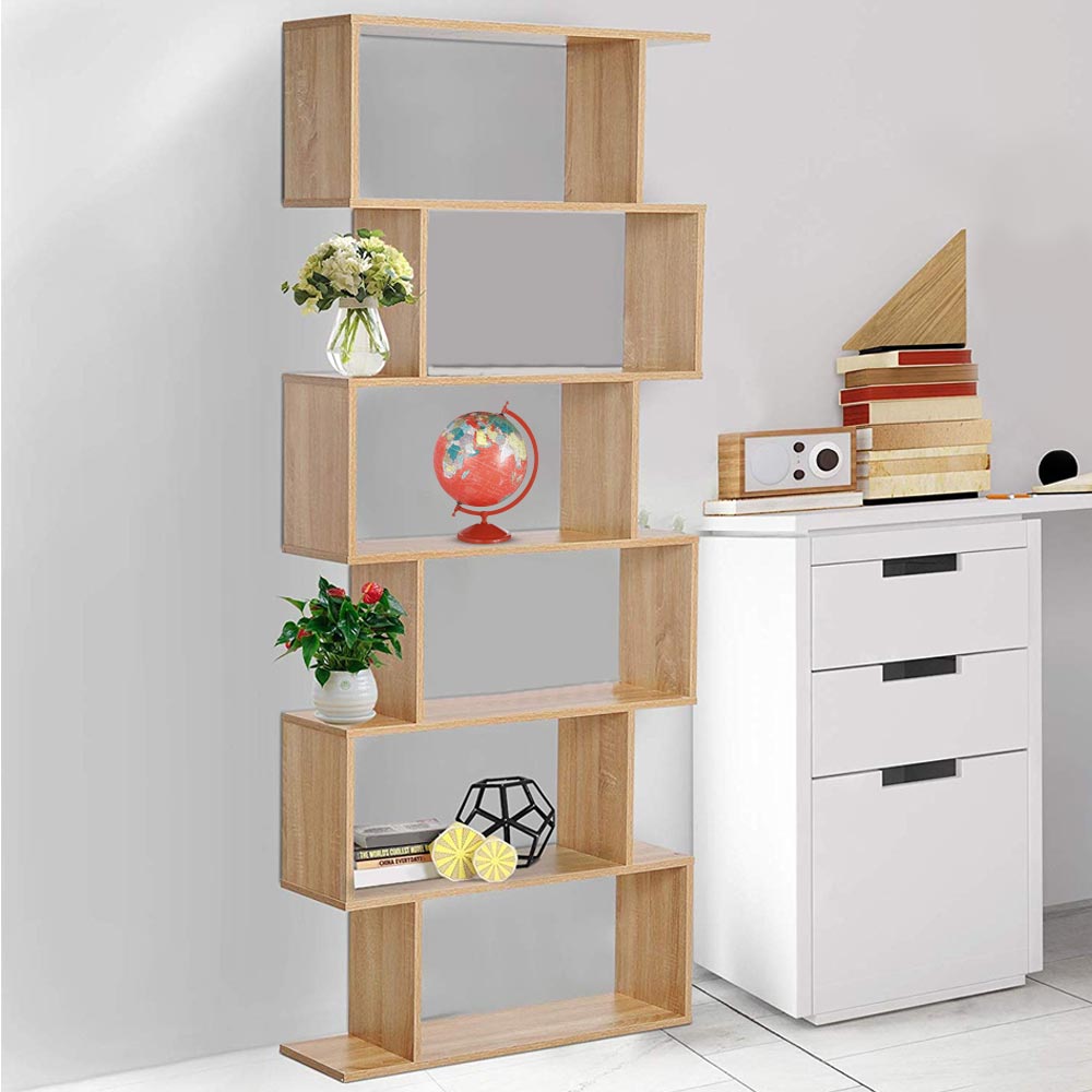 Libreria Design Moderna Scaffale 6 Ripiani 190x80x24cm Casa Ufficio Beige