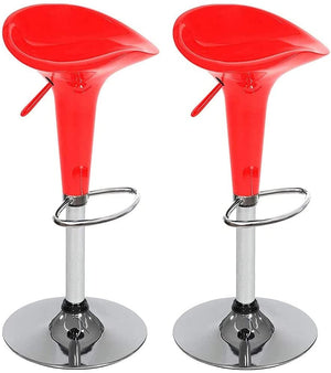 Set 2 Sgabelli Cucina Regolabile Acciaio e ABS Sgabello Girevole Rosso Casa Bar