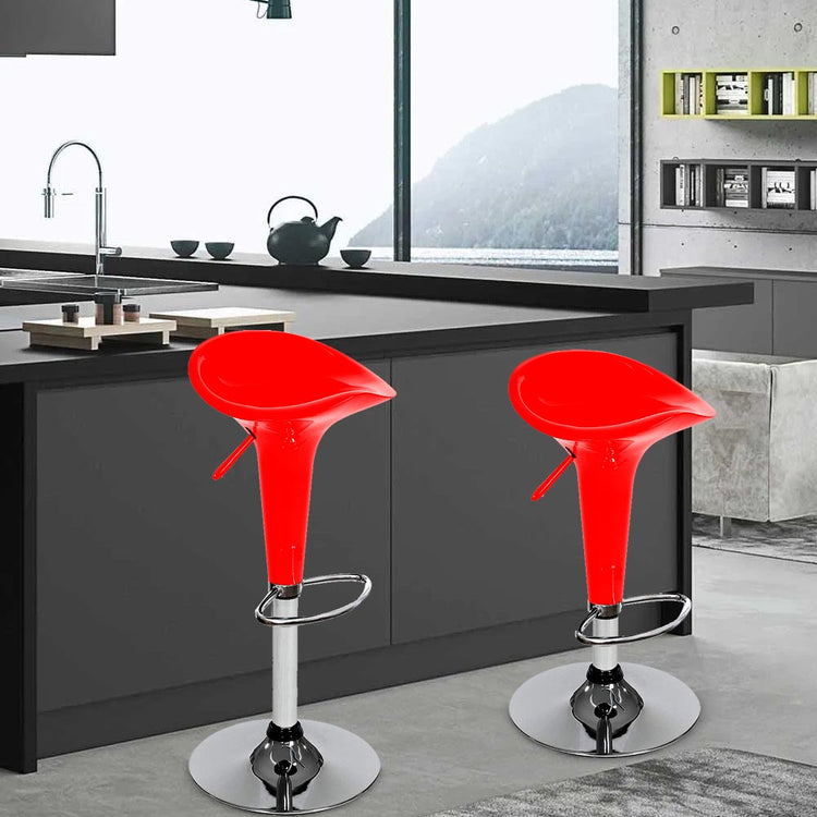 Set 2 Sgabelli Cucina Regolabile Acciaio e ABS Sgabello Girevole Rosso Casa Bar