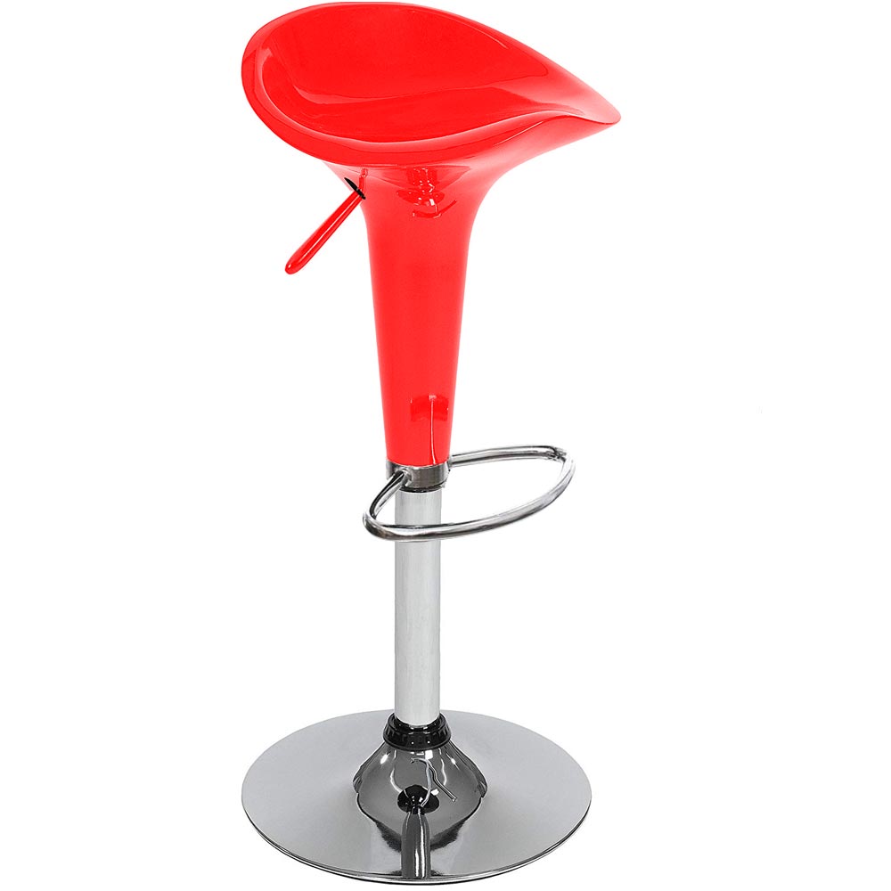 Set 2 Sgabelli Cucina Regolabile Acciaio e ABS Sgabello Girevole Rosso Casa Bar