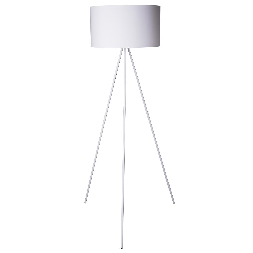 Lampada Piantana Treppiedi Dimmerabile Moderna Paralume E27 60W Tessuto Bianco