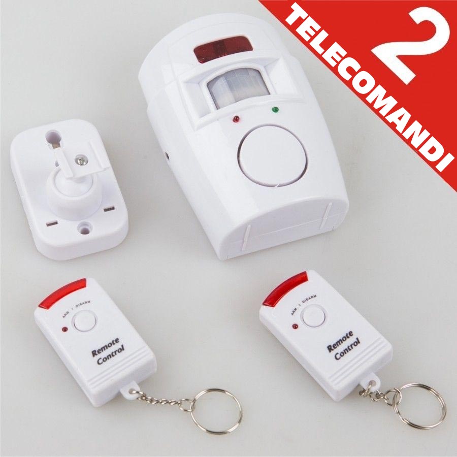 Allarme con Sensore Infrarossi 2 Telecomandi 105 DB Raggio 6 Metri First Alarm