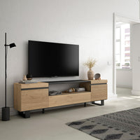 Mobile TV Soggiorno, 200x57x35cm, Per TV fino a 80", Design industriale, Rovere , RF3313