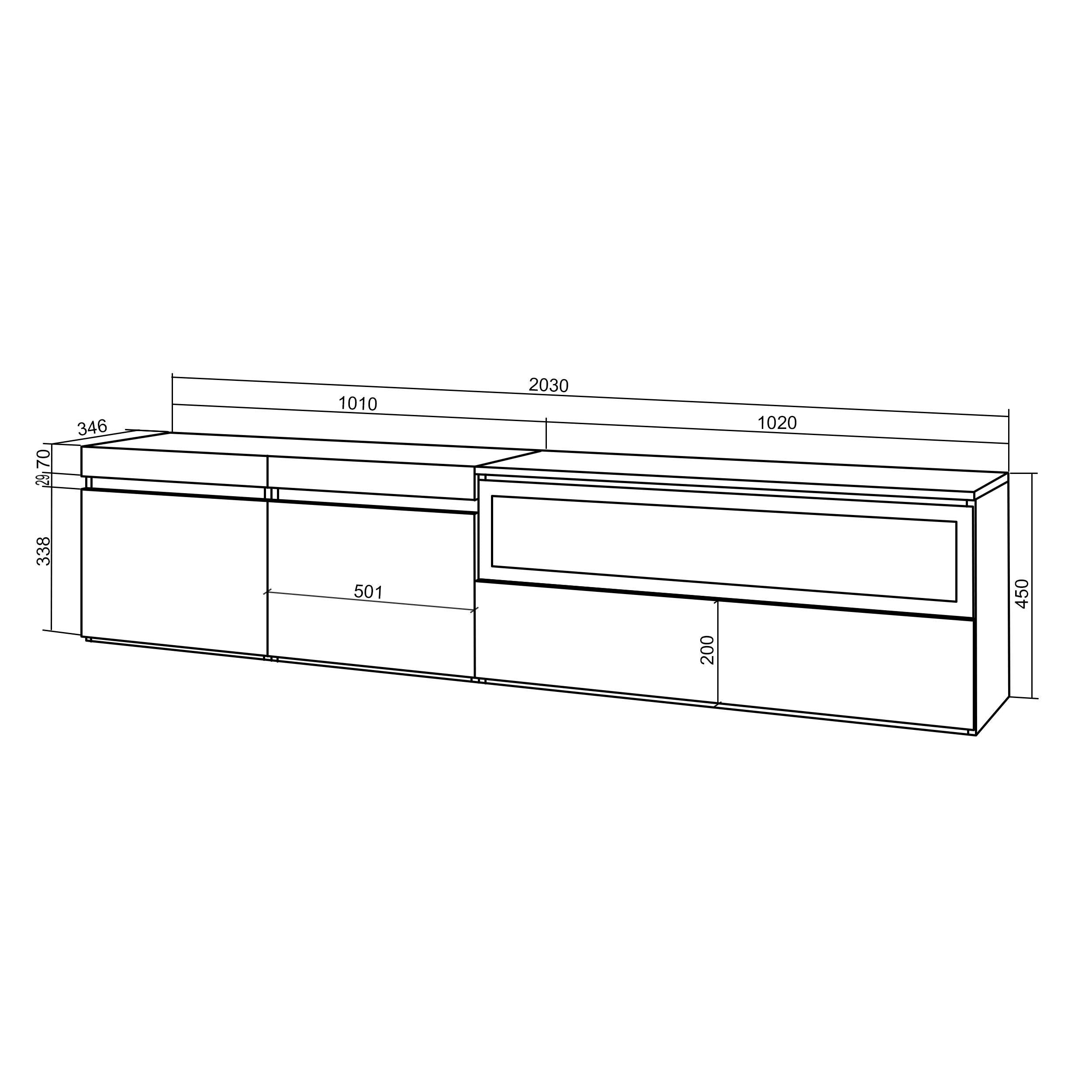 Mobile TV Soggiorno, 200x45x35cm, Per TV fino a 80", Camino elettrico, Sospeso, da appendere, Rovere , RF3323