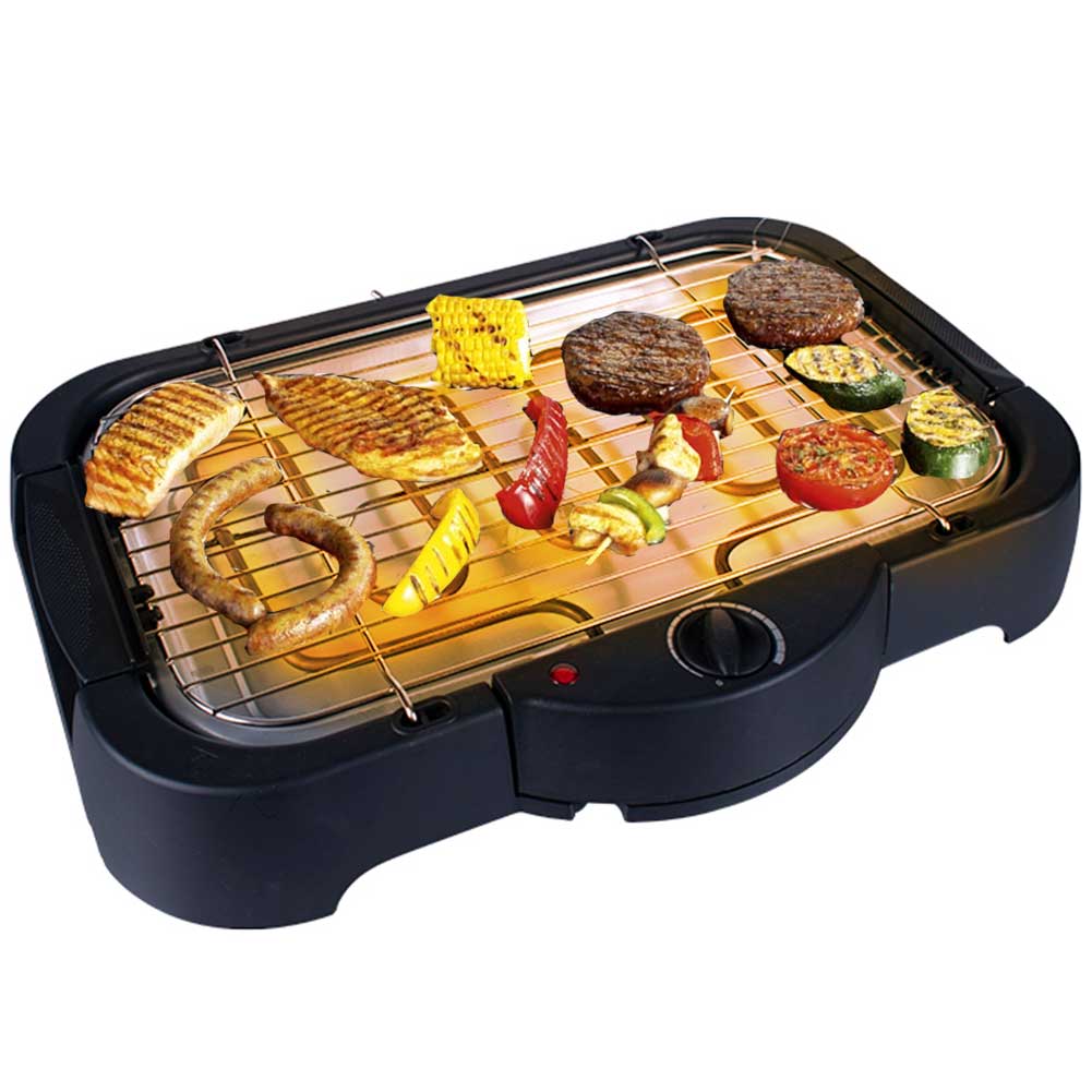 Barbecue Elettrico da Tavolo Griglia bbq con Termostato Regolabile 2000W colore Nero